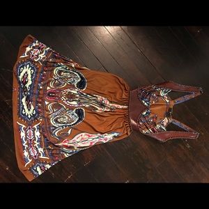 SKY Brand XS Silk & Leather Dress